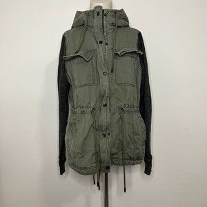 Abercrombie & Fitch Womens Green Khaki Military Zip Button Jacket